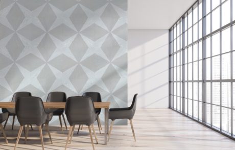 Starburst Dining Room accent wall modern haze gray and whitewash